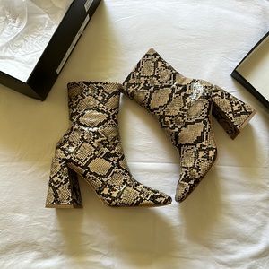 Faux snake skin booties